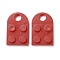 Resin Pendants, Building Blocks Charms, Half Oval, Red, 23.5x15.5x5mm, Hole: 5mm