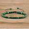 Natural Green Jade Beaded Braided Bracelets, Adjustable Women's Bracelets, Inner Diameter: 16cm, Bead: 4~4.5x2~2.5mm