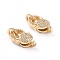 Brass Micro Pave Clear Cubic Zirconia Lobster Claw Clasp, with Rings, Long-Lasting Plated, Real 18K Gold Plated, 20x11.5x5.5mm, Hole: 4x2mm