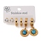 304 Stainless Steel Flat Round Stud & Hoop Earrring Set for Women, with Rhinestone and Malachite, Golden, 6.5x6mm