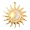 304 Stainless Steel Pendants, with Enamel and Glitter Sequins, Sun with Moon Charm, Real 18K Gold Plated, WhiteSmoke, 29x26.5x5mm, Hole: 1.2mm