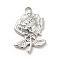 Non-Tarnish 304 Stainless Steel Pendants, Rose Charms, Stainless Steel Color, 23.5x15.5x3.5mm, Hole: 2mm