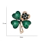 Saint Patrick's Day Acrylic Brooch, Clover Alloy Brooch, Dark Green, 26x21mm