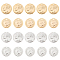 32Pcs 4 Style Brass Charms, Long-Lasting Plated, Coin Charms, Flat Round, Golden & Silver, 12.5~14x0.7~1mm, Hole: 1mm, 8pcs/style