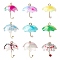 18Pcs 9 Style Printed Acrylic Pendants, Umbrella, Mixed Color, 20~24x18~20x18~20mm, Hole: 1.2~1.8mm, 2pcs/style