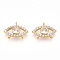 Brass Pave Clear Cubic Zirconia Charms, Evil Eye, Real 18K Gold Plated, 11x15.5x3mm, Hole: 1~1.2mm