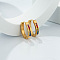 Elegant Stainless Steel Circle Hoop Earrings, with Cubic Zirconia Decoration, Real 18K Gold Plated, 16x14mm