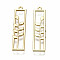Rack Plating Alloy Pendants, Cadmium Free & Lead Free, Hollow, Rectangle with Flower, Light Gold, 34x8x1mm, Hole: 1.5mm