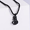 Cool Punk Stainless Steel American Hip-hop Street Style Skull Hand Pendant Necklaces, Black