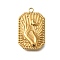 PVD Vacuum Plating 201 Stainless Steel Pendants, Rectangle with Palm & Moon Charm, Real 18K Gold Plated, 20x12x3mm, Hole: 1.2mm