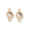 Brass Cubic Zirconia Flat Round Connector Charms, Rack Plating, Long-Lasting Plated, Light Gold, Clear, 9x4.5~5x3mm, Hole: 1mm