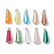 10Pcs Glass Pendants, with Brass Findings, Cone, Platinum, 19~20x6~7x7~8mm, Hole: 2mm