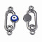 304 Stainless Steel Enamel Connector Charms, Stainless Steel Color, Oval with Evil Eye, Dark Blue, 23x10x3mm, Hole: 1.6mm