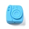 Camera Food Grade Eco-Friendly Silicone Focal Beads, DIY Necklaces Making, Deep Sky Blue, 24x23x12mm, Hole: 2mm