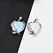 Opalite Pendants, Brass Flower Charms, Rack Plating, Long-Lasting Plated, Lead Free & Cadmium Free, Platinum, 27x24x8mm, Hole: 8x5mm