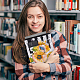 Сумки из полиэстера с принтом подсолнечника для хранения книг на молнии ABAG-WH0046-31-6
