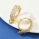 Серьги-кольца из латуни с микропаве и прозрачным кубическим цирконием в форме сердца EJEW-S275-04G-3