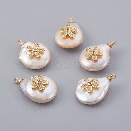 Подвески из натурального пресноводного жемчуга PEAR-F008-25G-01-1