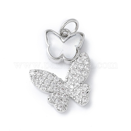 Подвески из латуни микропаве с фианитами и стеклом KK-F892-49P-01-1