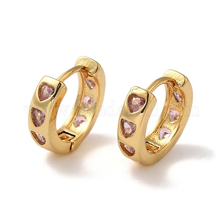 Серьги-кольца из латуни с микропаве из кубического циркония EJEW-L224-57G-06-1