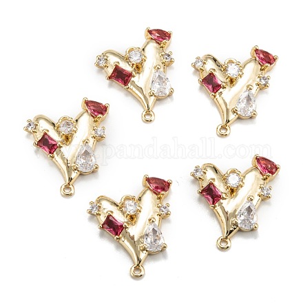 Кулоны из латуни с микропейвом и красным кубическим цирконием ZIRC-P086-27G-1