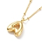 Initial Letter Brass Pendant Necklaces, Real 18K Gold Plated, Letter A, 17.52 inch(445mm), Letter: 19x13mm.
