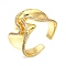 Rack Plating Brass Micro Pave Cubic Zirconia Open Cuff Rings for Women, Cadmium Free & Lead Free, Long-Lasting Plated, Real 18K Gold Plated, 14mm