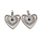 Brass Micro Pave Cubic Zirconia Pendants, Cadmium Free & Nickel Free & Lead Free, Heart with Evil Eye Charms, Real Platinum Plated, 22.5x23x5mm, Hole: 2.5x4mm