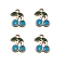 Alloy Enamel Pendants, DIY Accessories, Cherry, Golden, Light Sky Blue, 18x13x3mm