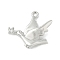 Brass Micro Pave Cubic Zirconia Pendants, Cadmium Free & Nickel Free & Lead Free, Dove of Peace, Platinum, 15.5x16.5x5mm, Hole: 1.4mm