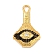 Brass Clear Cubic Zirconia Eye Pendants, Rack Plating, Cadmium Free & Lead Free, Lasting Plated, Real 18K Gold Plated, 27.5x17.5x5.5mm, Hole: 2.5mm