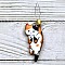 Cat Shaped Alloy Enamel Needle Threaders, Thread Guide Tools, with Iron Wire, Orange, 55x17.5x4mm