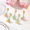 Handmade Glass Seed Beaded and Acylic Flower Pendant Decorations Sets, with Alloy Swivel Lobster Claw Clasps Hanging Ornaments, Mixed Color, 51~52mm