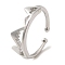 Brass Open Cuff Rings for Woman, Hollow Mountain, Platinum, US Size 6(16.5mm)