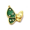 304 Stainless Steel Enamel Pendants, with Rhinestone, Butterfly Charm, PVD Vacuum Plating, Real 18K Gold Plated, Green, 23.5x19.5x4.5mm, Hole: 1.5mm