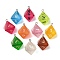 8 Facets Transparent Resin Pendants, with Iron Ring, Dice, Mixed Color, 28x24.5x24.5mm, Hole: 1.8mm
