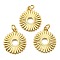 Brass Pendants, with Jump Ring, Long-Lasting Plated, Lead Free & Cadmium Free, Flat Round Charm, Real 18K Gold Plated, 18.5x16x1.3mm, Hole: 3mm