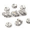 Brass Rhinestone Spacer Beads, Cadmium Free & Lead Free, Grade A, Crystal, Wavy Edge, Rondelle, Silver Color Plated, 5x2.5mm, Hole: 1mm
