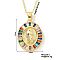 Brass Cubic Zirconia Oval Design Virgin Mary Pendant Exquisite Necklaces, Golden, Colorful, 15.75 inch(40cm)