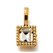 Ion Plating(IP) 304 Stainless Steel Rhinestone Pendants, Square Charms, Real 14K Gold Plated, Crystal, 12.5x6.5x4mm, Hole: 4.5x2.5mm
