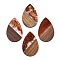 Transparent Resin & Walnut Wood Big Pendants, with Glitter Powder, Teardrop, Chocolate, 51.5x33~33.5x3.5mm, Hole: 2mm