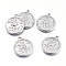 Non-Tarnish 304 Stainless Steel Pendants, Flat Round with Angel, Stainless Steel Color, 24x20.5x2.5mm, Hole: 2mm