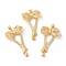 Brass Micro Pave Clear Cubic Zirconia Fold Over Clasps with Cord Ends, Cadmium Free & Nickel Free & Lead Free, Bowknot, Real 18K Gold Plated, Bowknot: 33x22.5x5.5mm, Cord End: 5x3.5mm, Hole: 1.5x1.2mm and 1.2x0.7mm