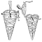 10Pcs Hollow Brass Cone Cage Pendants, For Chime Ball Pendant Necklaces Making, Platinum, 39x23.5x19.5mm, Hole: 6.5x3.5mm