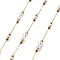ABS Imitation Pearl & 304 Stainless Steel Beads Link Chains, with 316 Stainless Steel Chains, Ion Plating(IP), Soldered, with Spool, Real 18K Gold Plated, 8x4mm