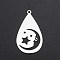 Non-Tarnish 201 Stainless Steel Pendants, Laser Cut, Teardrop with Moon & Star, Stainless Steel Color, 38x22x1mm, Hole: 1.8mm