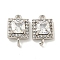 Brass Pave Clear Cubic Zirconia Connector Charms, Cadmium Free & Nickel Free & Lead Free, Square Links, Platinum, 12x8x4mm, Hole: 1.2mm