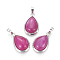 Natural Agate Pendants, with Brass Findings, teardrop, Platinum, 26x16~17x8~10mm, Hole: 8x5mm