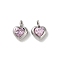 304 Stainless Steel Micro Pave Cubic Zirconia Pendants, Heart Charms, Pink, 7x5x2.5mm, Hole: 1.5mm