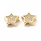 Rack Plating Brass Cubic Zirconia Beads, Cadmium Free & Lead Free, Real 18K Gold Plated, Star, Clear, 11x11.5x4.5mm, Hole: 2.2x1.7mm